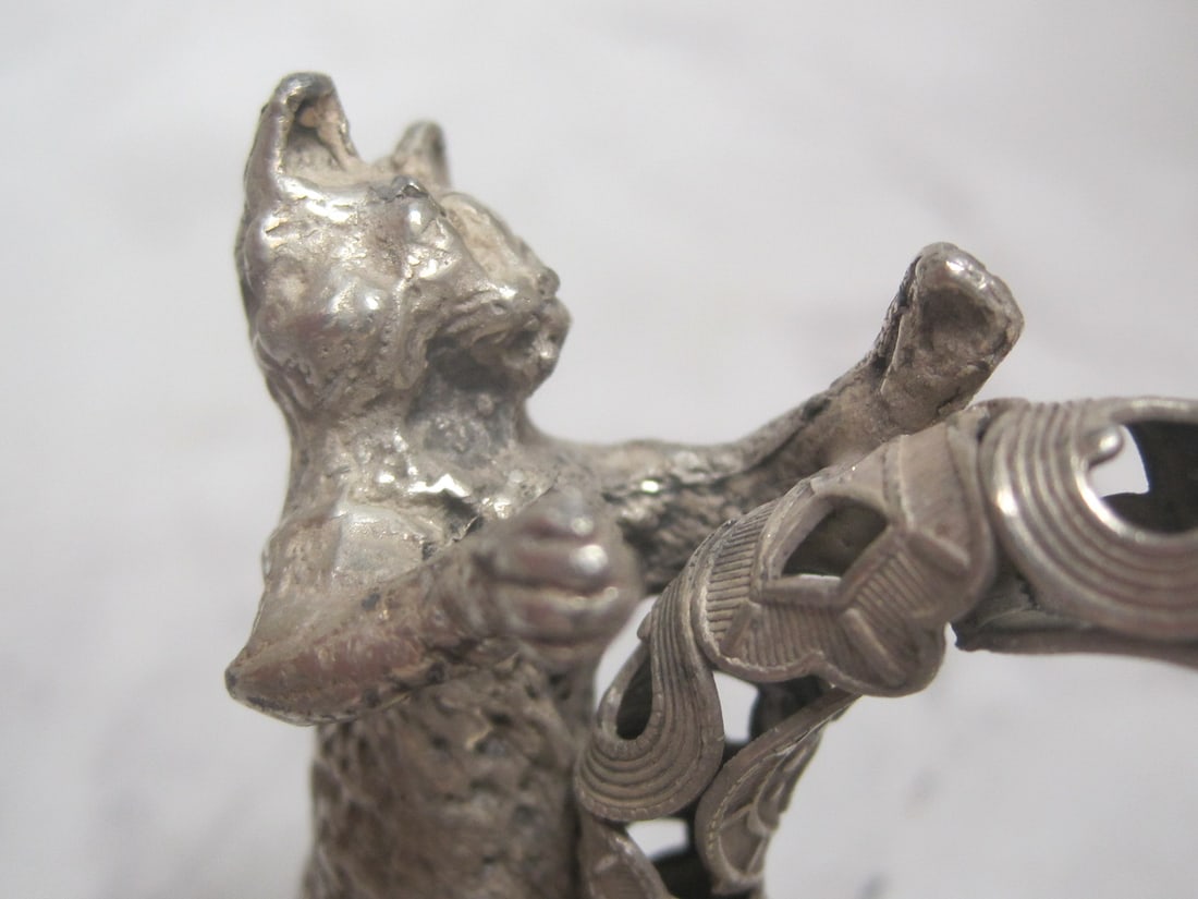 Silverplate Figural Napkin Ring with Cat - 2