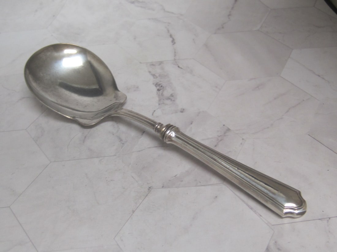 Sterling Silver Handled Large Serving Spoon: 8 1/2" long