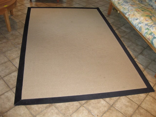 Capel Black Banded Berber Low Loop Area Rug: 5' x 7'-8", Olefin 300/Ebony rug, needs spot cleaning, Local Pickup Only