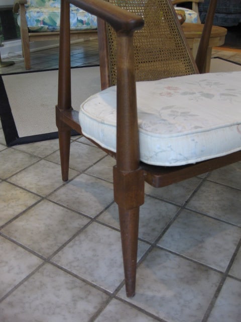 Midcentury Barrel Back Armchair with Caned Back - 8
