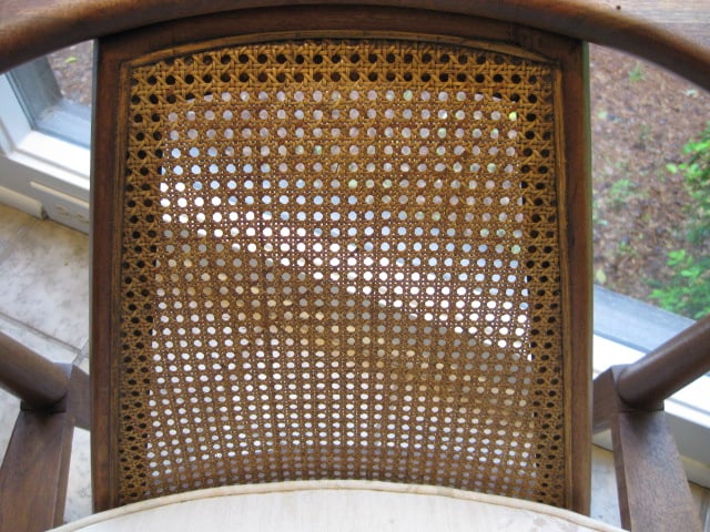 Midcentury Barrel Back Armchair with Caned Back - 9