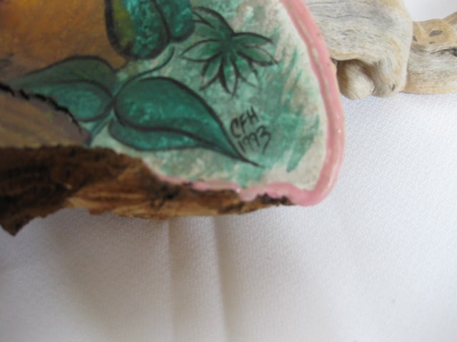 Old Natural Driftwood Pieces and Signed Painted Lichen - 4