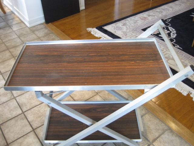 Midcentury Aluminum Folding Tea Cart - 2