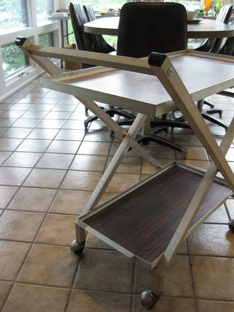 Midcentury Aluminum Folding Tea Cart - 5