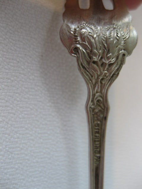 11 Vintage Victorian Sterling Relish Forks with Floral Design - 7