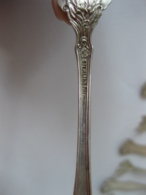 11 Vintage Victorian Sterling Relish Forks with Floral Design - 8