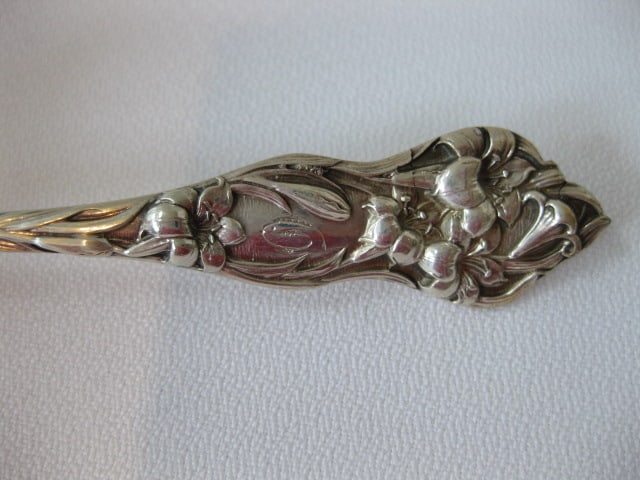 Ten Vintage Victorian Sterling Cream Soup Spoons with Floral Design - 2