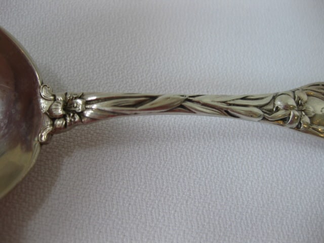 Ten Vintage Victorian Sterling Cream Soup Spoons with Floral Design - 3