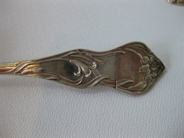 Ten Vintage Victorian Sterling Cream Soup Spoons with Floral Design - 5