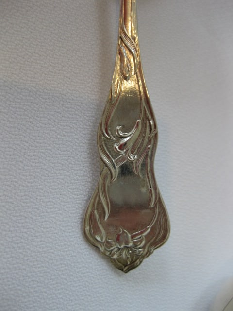 Ten Vintage Victorian Sterling Cream Soup Spoons with Floral Design - 8