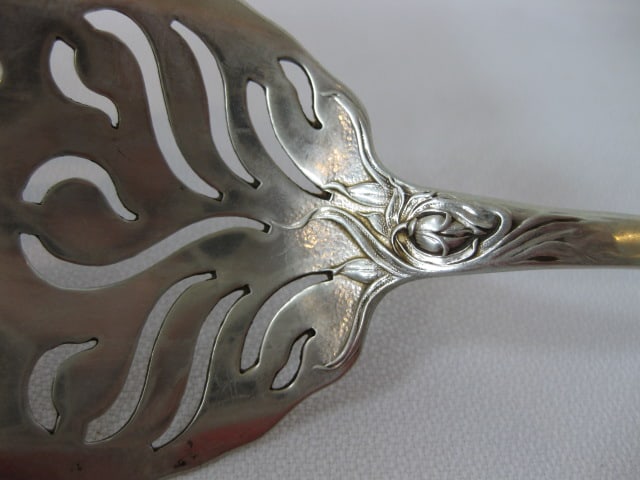 Vintage Sterling Napkin Rings, Serving Spoons and Fork, Sugar Spoon and Asparagus Fork - 15