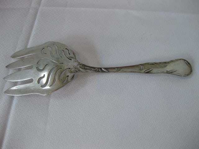 Vintage Sterling Napkin Rings, Serving Spoons and Fork, Sugar Spoon and Asparagus Fork - 17