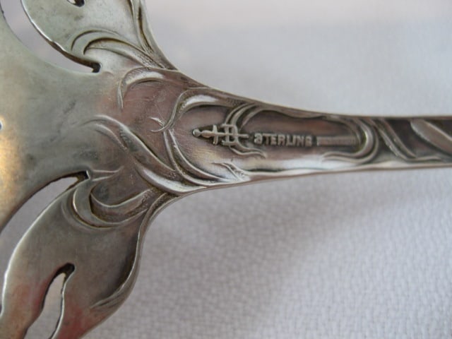 Vintage Sterling Napkin Rings, Serving Spoons and Fork, Sugar Spoon and Asparagus Fork - 19