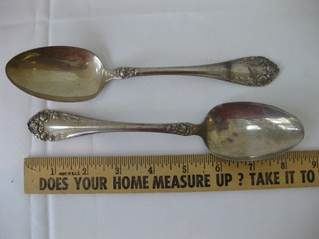 Vintage Sterling Napkin Rings, Serving Spoons and Fork, Sugar Spoon and Asparagus Fork - 7