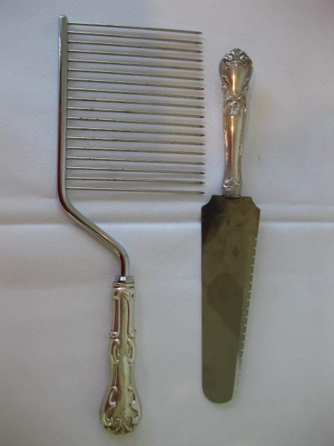 Web Sterling Handle Angel Food Cake Knife and Dessert Knife, Sterling Postage Stamp Holder, - 2