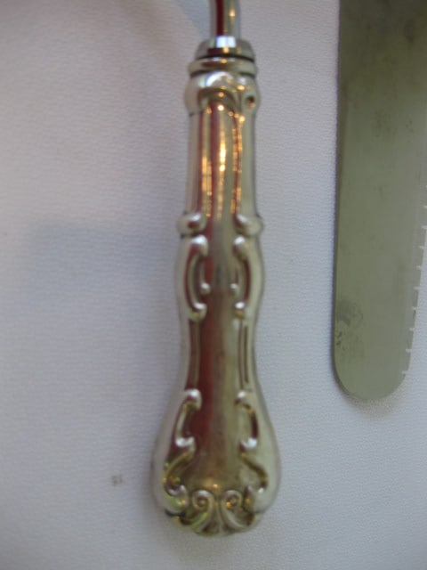 Web Sterling Handle Angel Food Cake Knife and Dessert Knife, Sterling Postage Stamp Holder, - 3