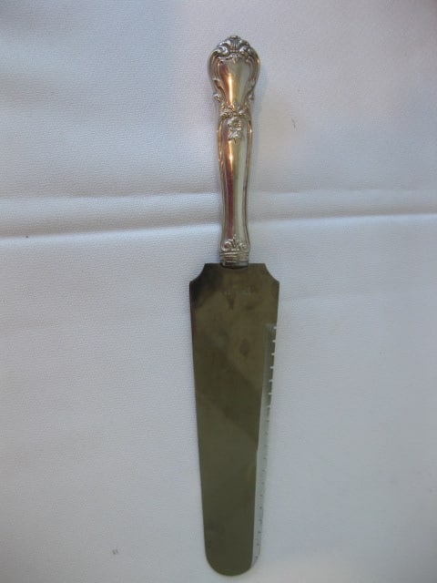 Web Sterling Handle Angel Food Cake Knife and Dessert Knife, Sterling Postage Stamp Holder, - 6