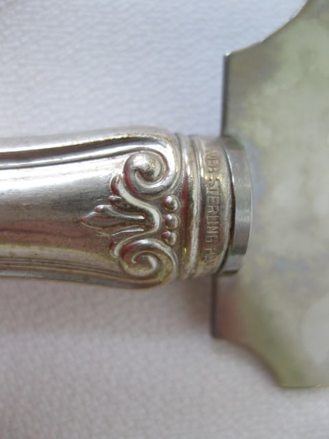 Web Sterling Handle Angel Food Cake Knife and Dessert Knife, Sterling Postage Stamp Holder, - 8