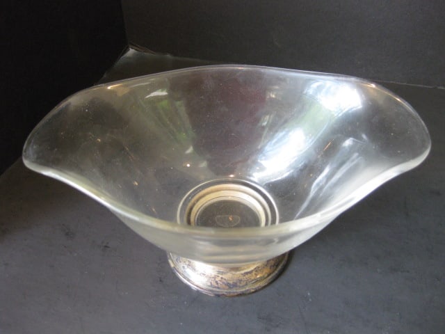 Weighted Sterling Candle Holder with Glass Bonbon Dishes, Weighted Sterling Compote - 10