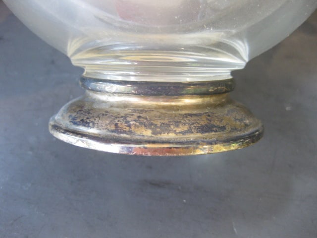 Weighted Sterling Candle Holder with Glass Bonbon Dishes, Weighted Sterling Compote - 11
