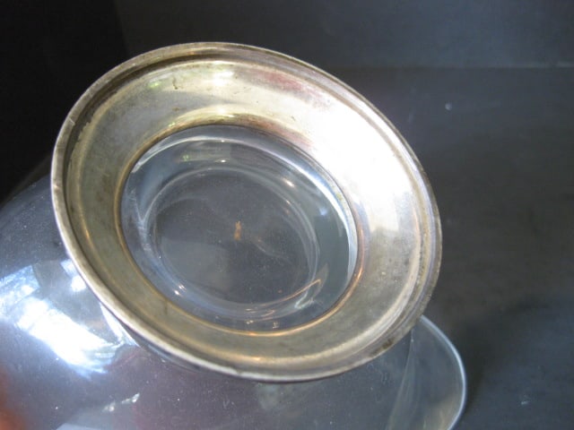 Weighted Sterling Candle Holder with Glass Bonbon Dishes, Weighted Sterling Compote - 12