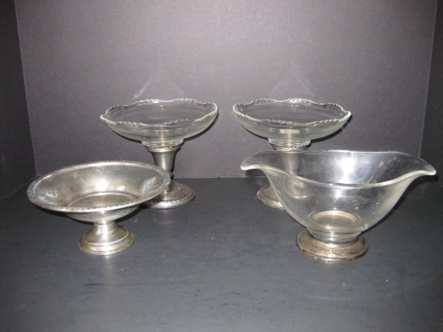 Weighted Sterling Candle Holder with Glass Bonbon Dishes, Weighted Sterling Compote (1 of 19)