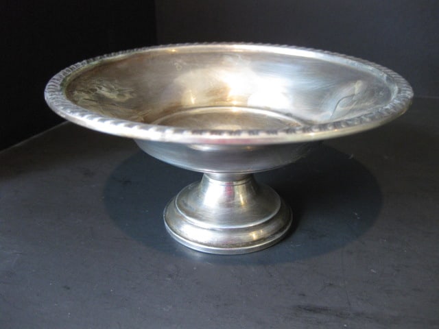 Weighted Sterling Candle Holder with Glass Bonbon Dishes, Weighted Sterling Compote - 2