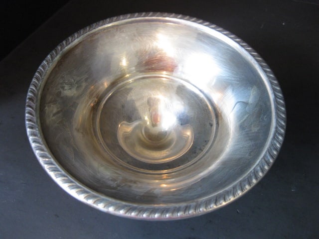 Weighted Sterling Candle Holder with Glass Bonbon Dishes, Weighted Sterling Compote - 3
