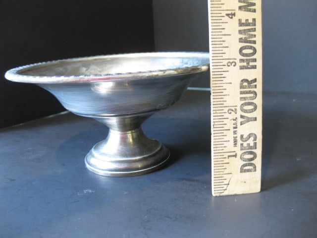 Weighted Sterling Candle Holder with Glass Bonbon Dishes, Weighted Sterling Compote - 8