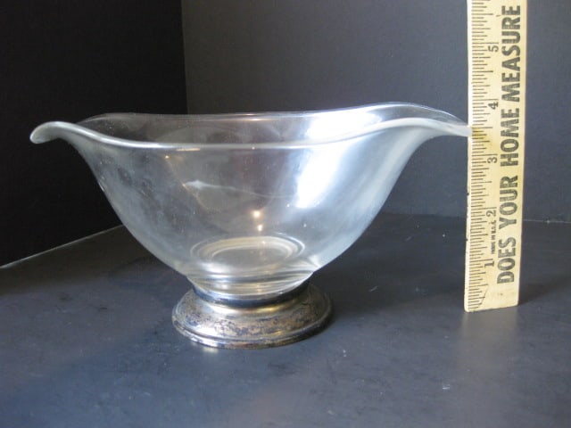 Weighted Sterling Candle Holder with Glass Bonbon Dishes, Weighted Sterling Compote - 9