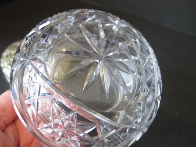 Cobalt Blue Cut to Clear Crystal Covered Dish and Cut Crystal Vanity Box with Silverplate Lid - 4