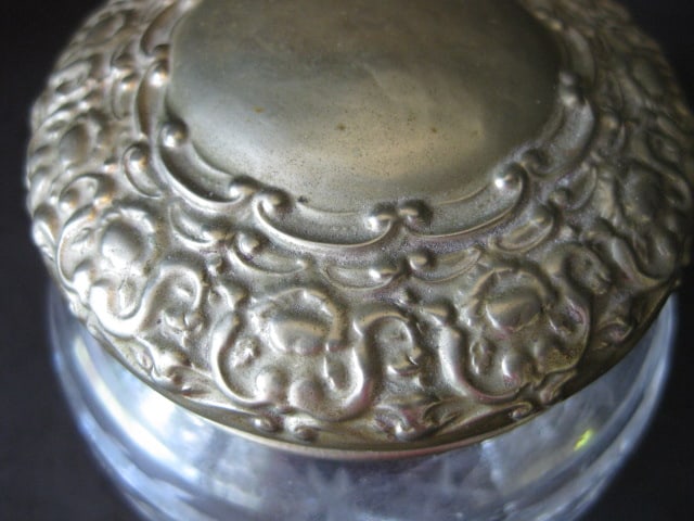 Cobalt Blue Cut to Clear Crystal Covered Dish and Cut Crystal Vanity Box with Silverplate Lid - 6