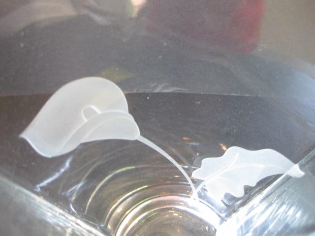 Etched Calla Lily Design Crystal Vase - 3