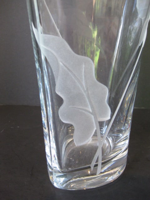 Etched Calla Lily Design Crystal Vase - 5