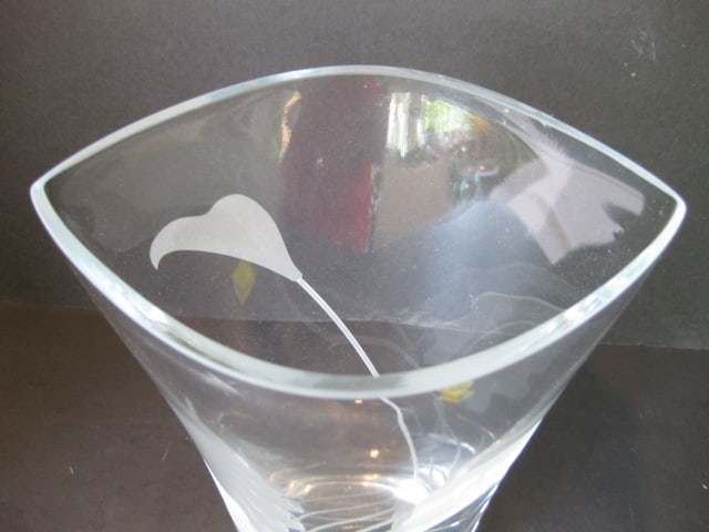 Etched Calla Lily Design Crystal Vase - 7