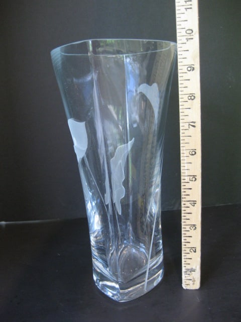 Etched Calla Lily Design Crystal Vase - 8