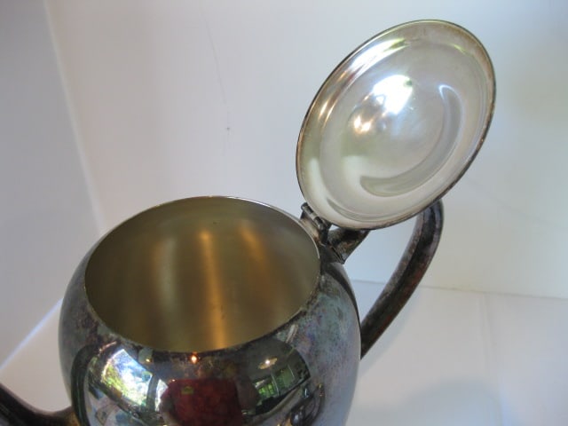 Silverplate Coffee Pot, Reed& Barton Creamer and Sugar Set and Footed Round - 11