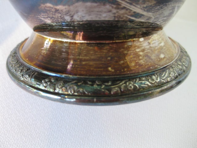 Silverplate Coffee Pot, Reed& Barton Creamer and Sugar Set and Footed Round - 12