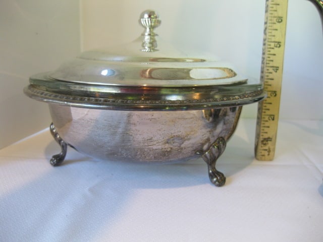 Silverplate Coffee Pot, Reed& Barton Creamer and Sugar Set and Footed Round - 8