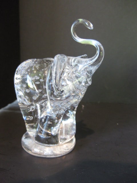 Crystal Hand Blown Controlled Bubble Elephant Figure, Controlled Bubble Crystal - 2