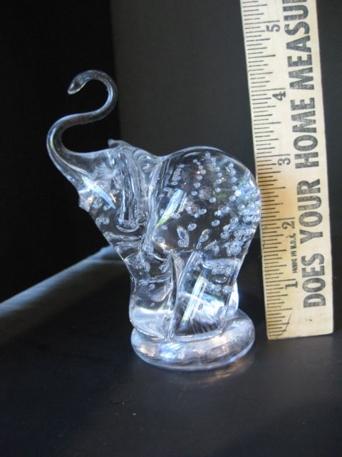 Crystal Hand Blown Controlled Bubble Elephant Figure, Controlled Bubble Crystal - 3