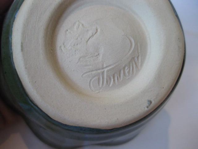 Signed Studio Pottery Bowls, Plate, Cork Stoppered Jar, Tumbler and Elephant Cup - 11