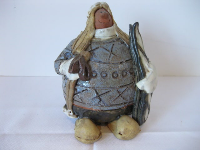 AP Meaders Signed Skier Pottery Figure: 6"h, signed and dated on bottom