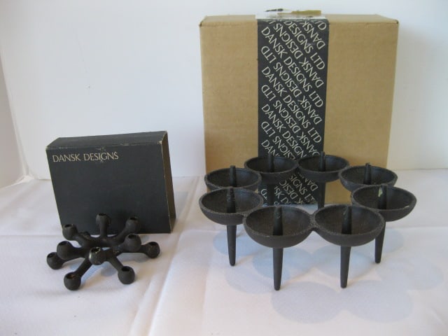 Two Dansk Designs Cast Metal Candle Holders in Original Boxes: .