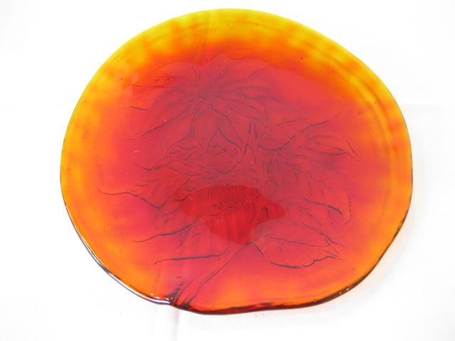 Art Glass Amberina and Iridescent Plates - 6
