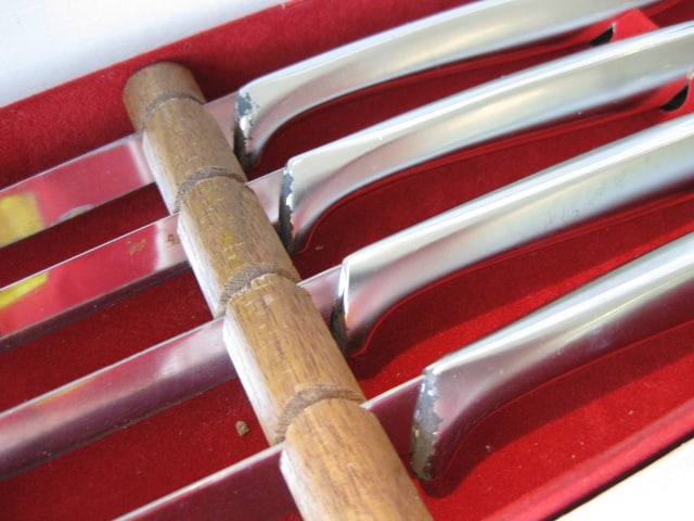 Gerber Excalibur Carving Knife in Wood Case, Gerber Carving Fork and 4 Piece - 6