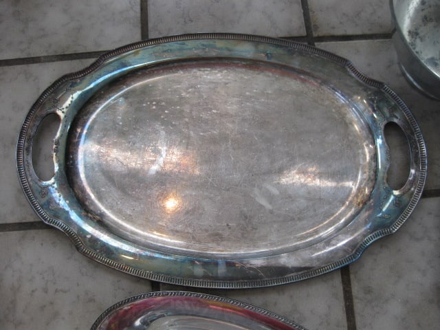 Silverplate Serving Trays and Pewter Revere Bowl - 2