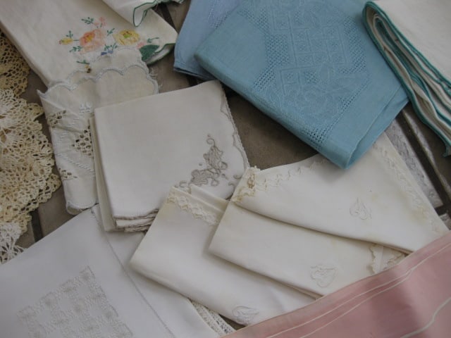 Grouping of Vintage Hand Made Lace Doilies and Embroidery Napkins and Placemats - 11