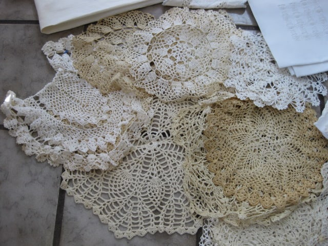Grouping of Vintage Hand Made Lace Doilies and Embroidery Napkins and Placemats - 2