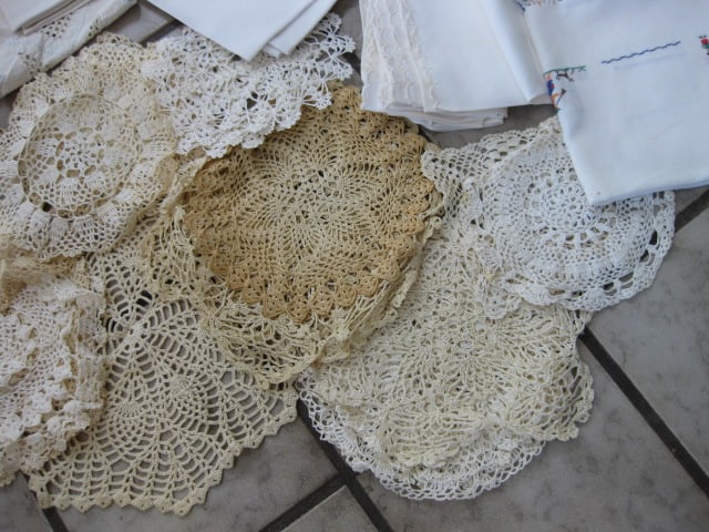 Grouping of Vintage Hand Made Lace Doilies and Embroidery Napkins and Placemats - 3